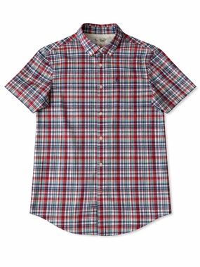 Original Penguin Plaid Button Down Shirt Mens M Short Sleeve Pocket Logo Preppy